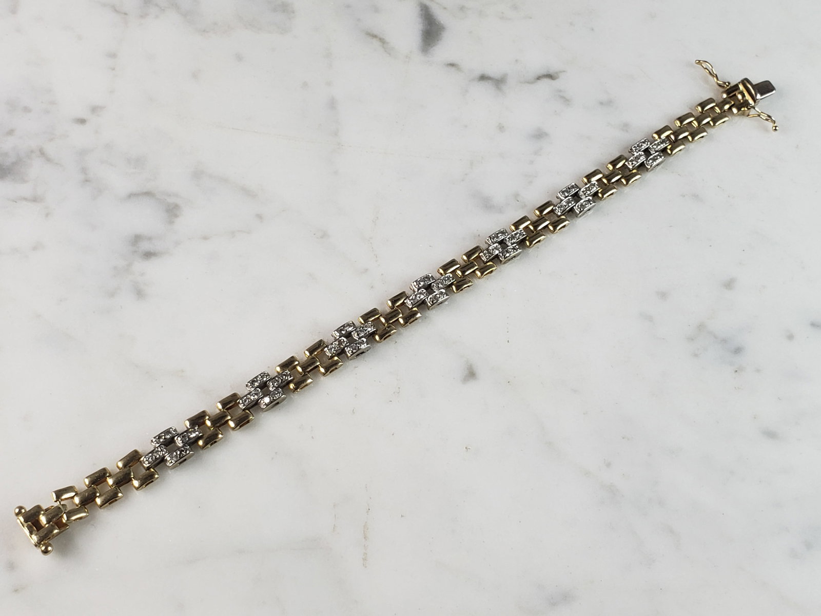 Womens Vintage Estate 14K Gold Diamond Bracelet (1 of 4)
