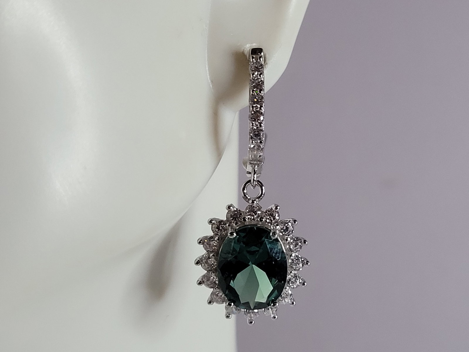 Womens Sterling Silver Modernist CZ Earrings (1 of 4)