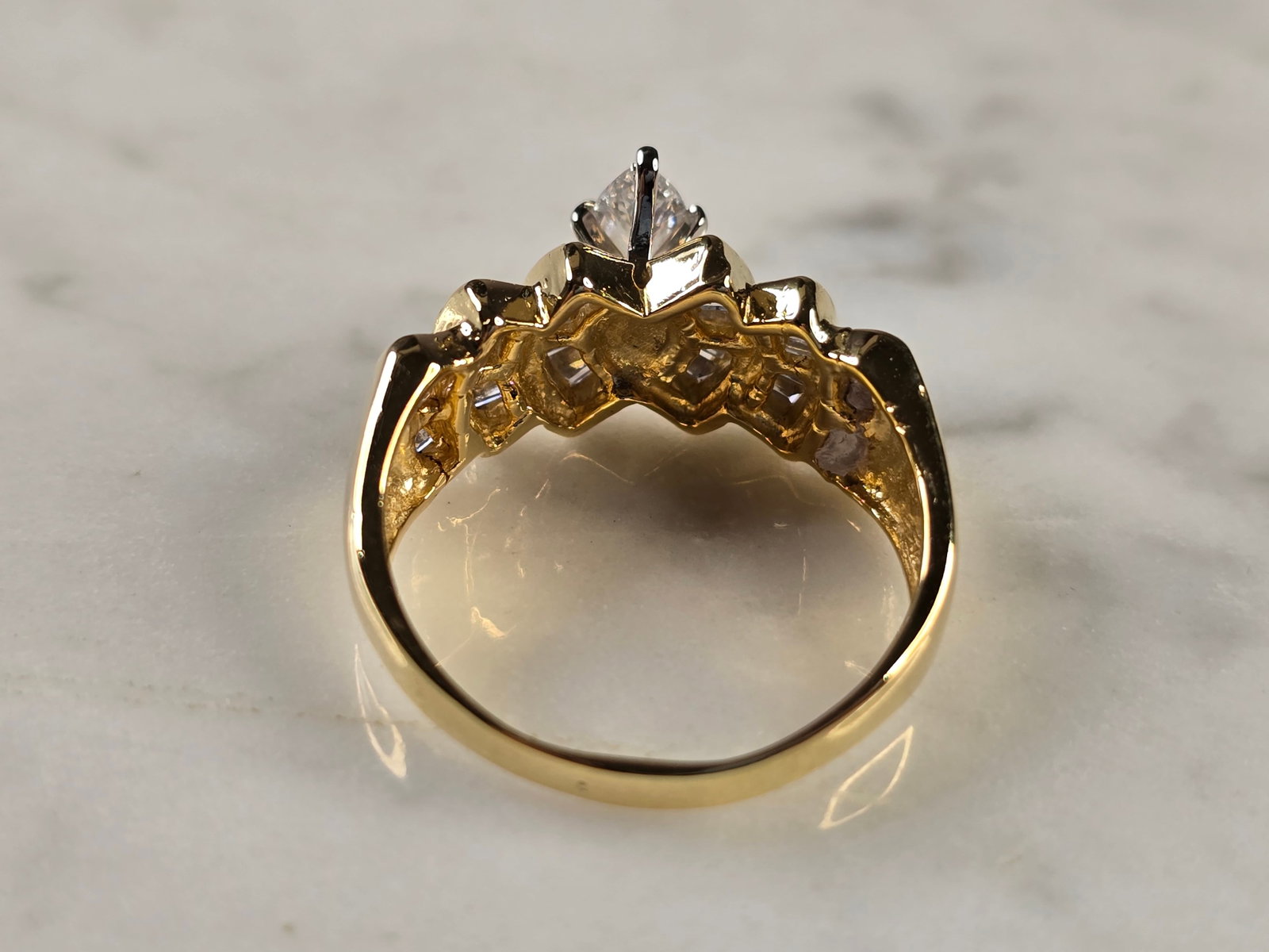 Womens Vintage Estate 14K Yellow Gold Diamond Engagement Ring - 3
