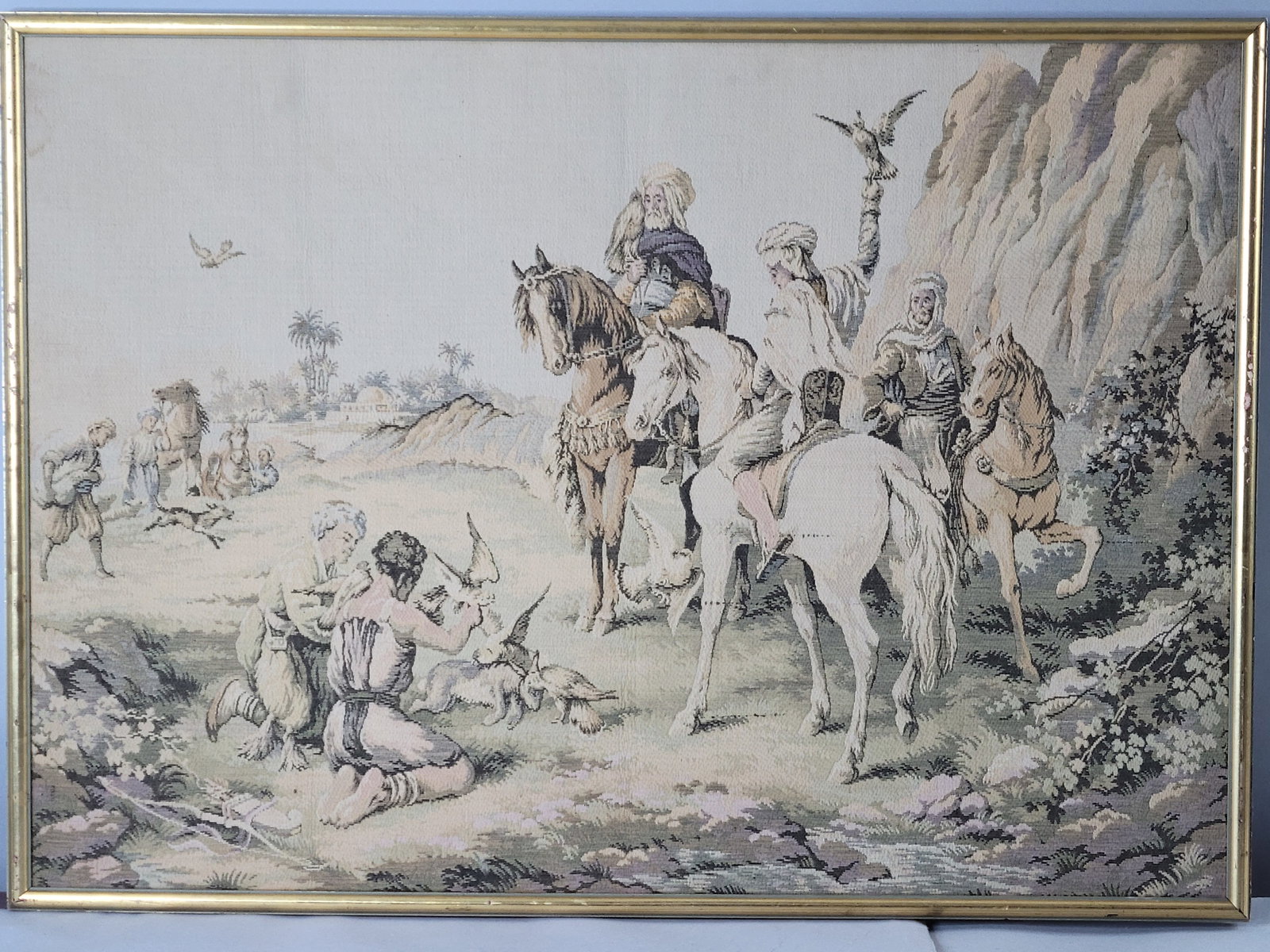 Decorative Vintage Persian Falconry Scene Tapestry (1 of 10)