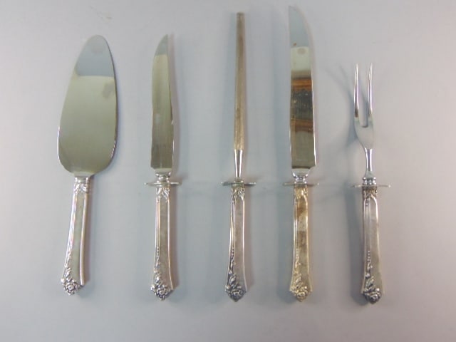 Heirloom Sterling Silver Damask Rose Flatware Set 179Pc - 8