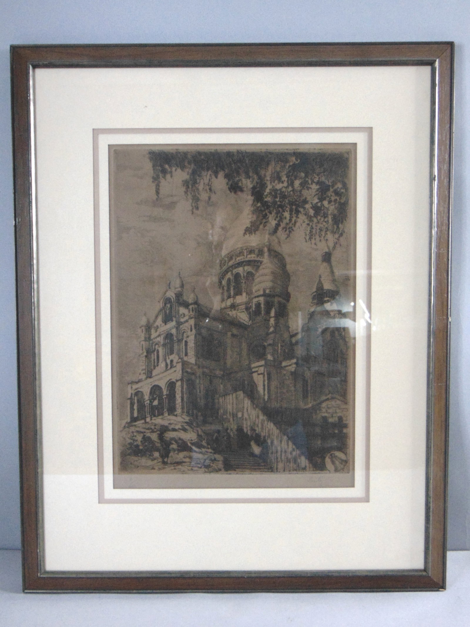Vintage Estate Limited Edition Signed Serigraph Framed Etching Henri Pontoy: A VINTAGE ESTATE LIMITED EDITION SIGNED SERIGRAPH FRAMED ETCHING THAT MEASURES 21 3/4" BY 27 1/2" WITH THE FRAME. PIECE IS SIGNED AND NUMBERED 38 /2000 AND ALSO DATED 1919. ARTIST NAME IS HENRI JEAN P