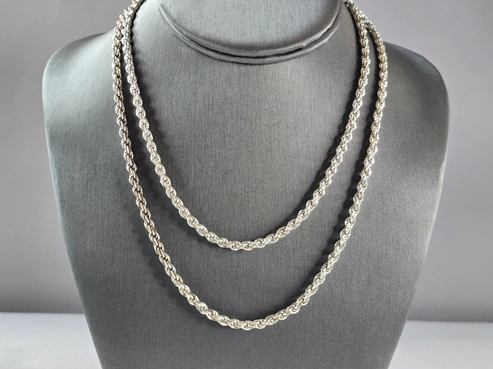 Womens Vintage Estate Sterling Silver 36" Italian Rope Necklace (1 of 3)