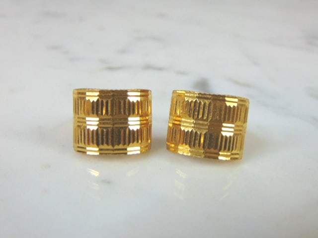 Womens Vintage Estate 22k Yellow Gold Modernist Earrings (1 of 3)