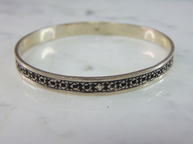Womens Vintage Sterling Silver Modernist Bracelet (1 of 3)