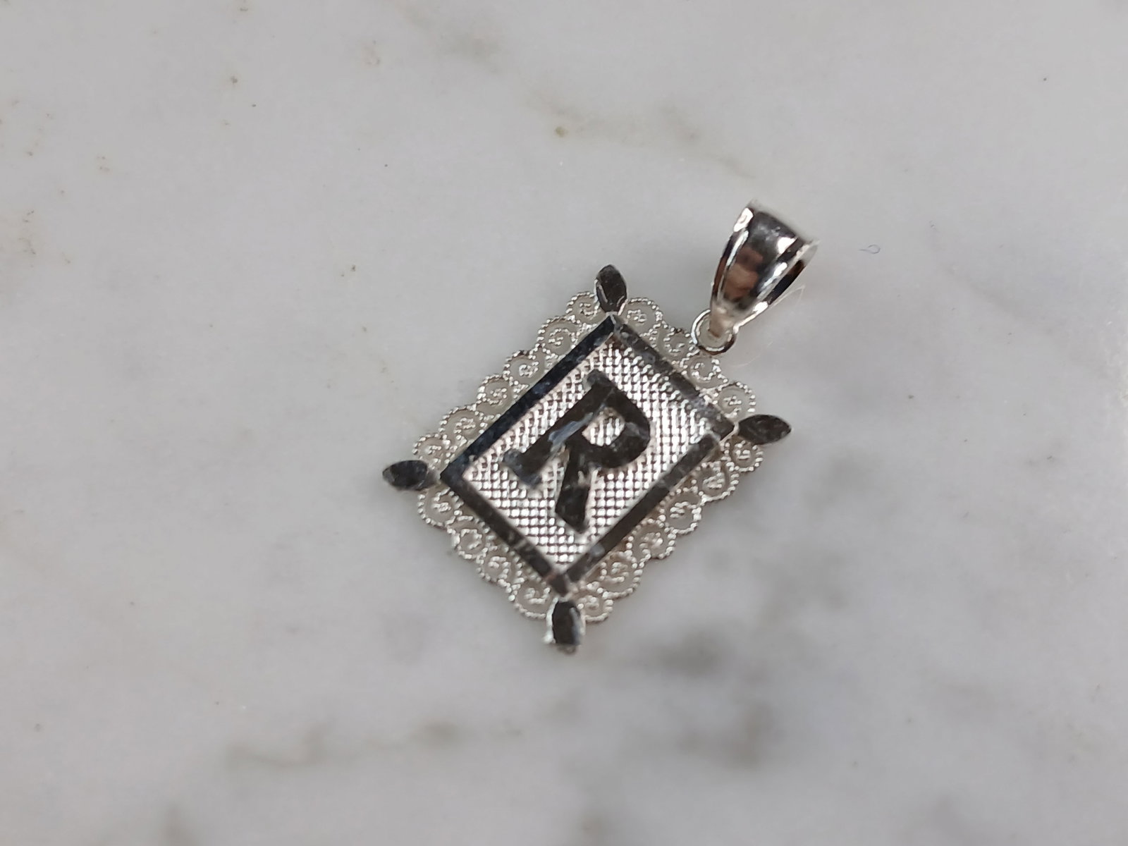 Womens Sterling Silver Initial Letter " R " Pendant (1 of 3)