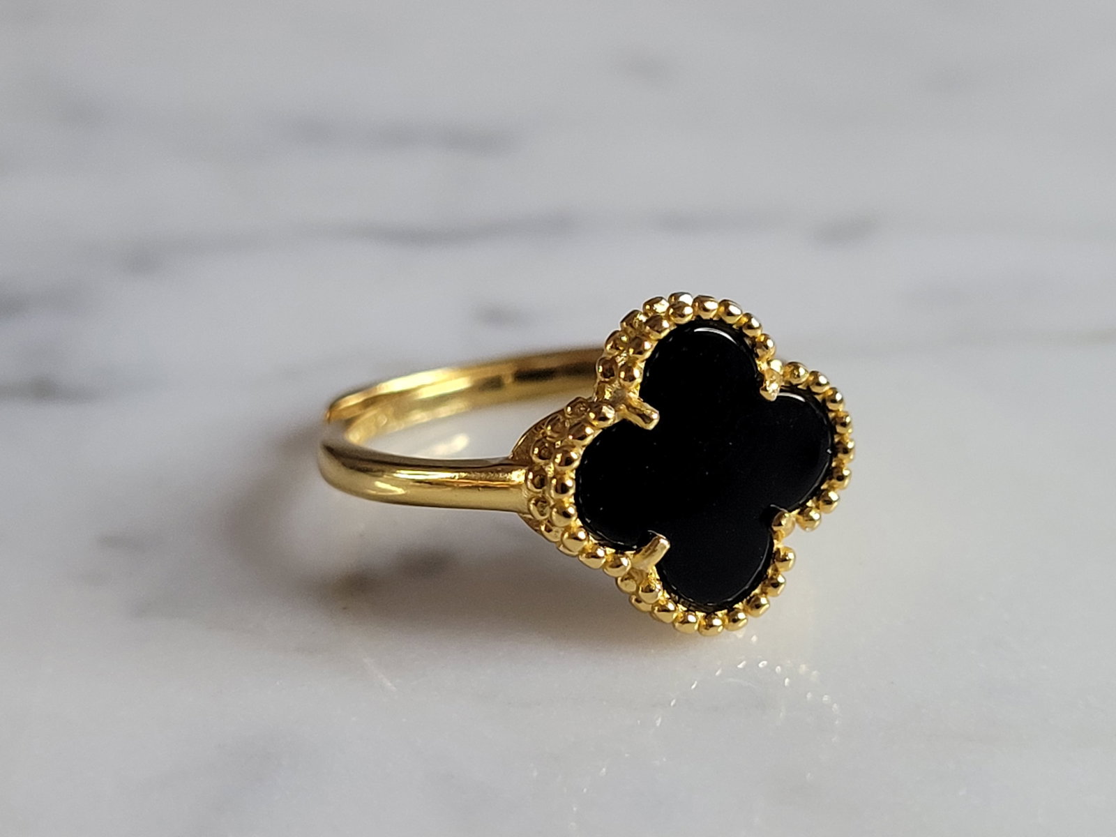 Womens Sterling Silver 4 Leaf Clover Ring - 4