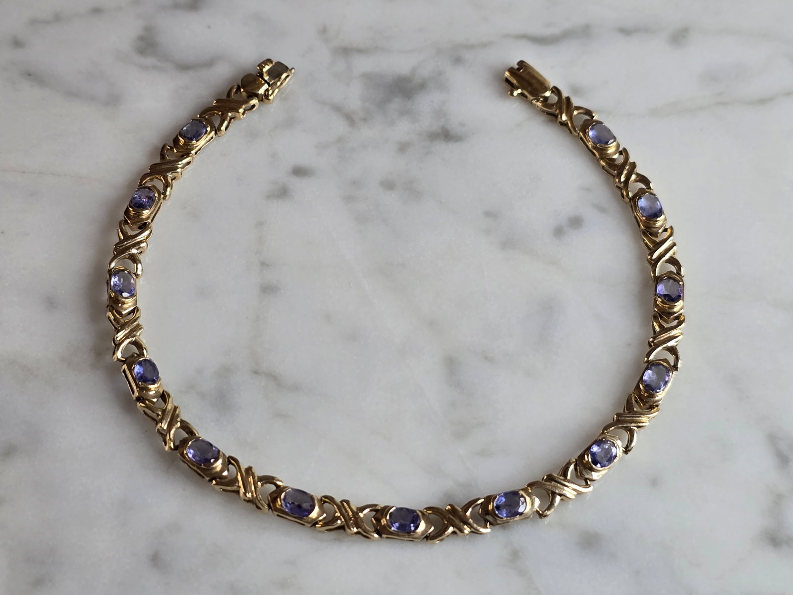 Womens Vintage Estate 10k Gold Iolite ? Tennis Bracelet (1 of 4)