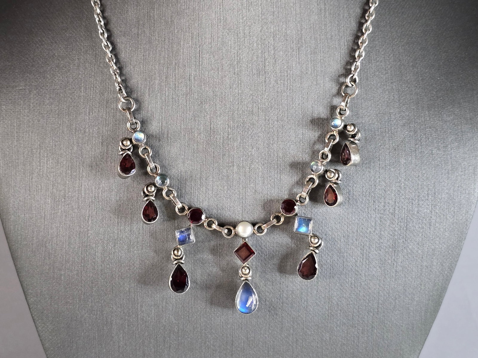 Womens Vintage Estate Sterling Silver Modernist Necklace (1 of 4)
