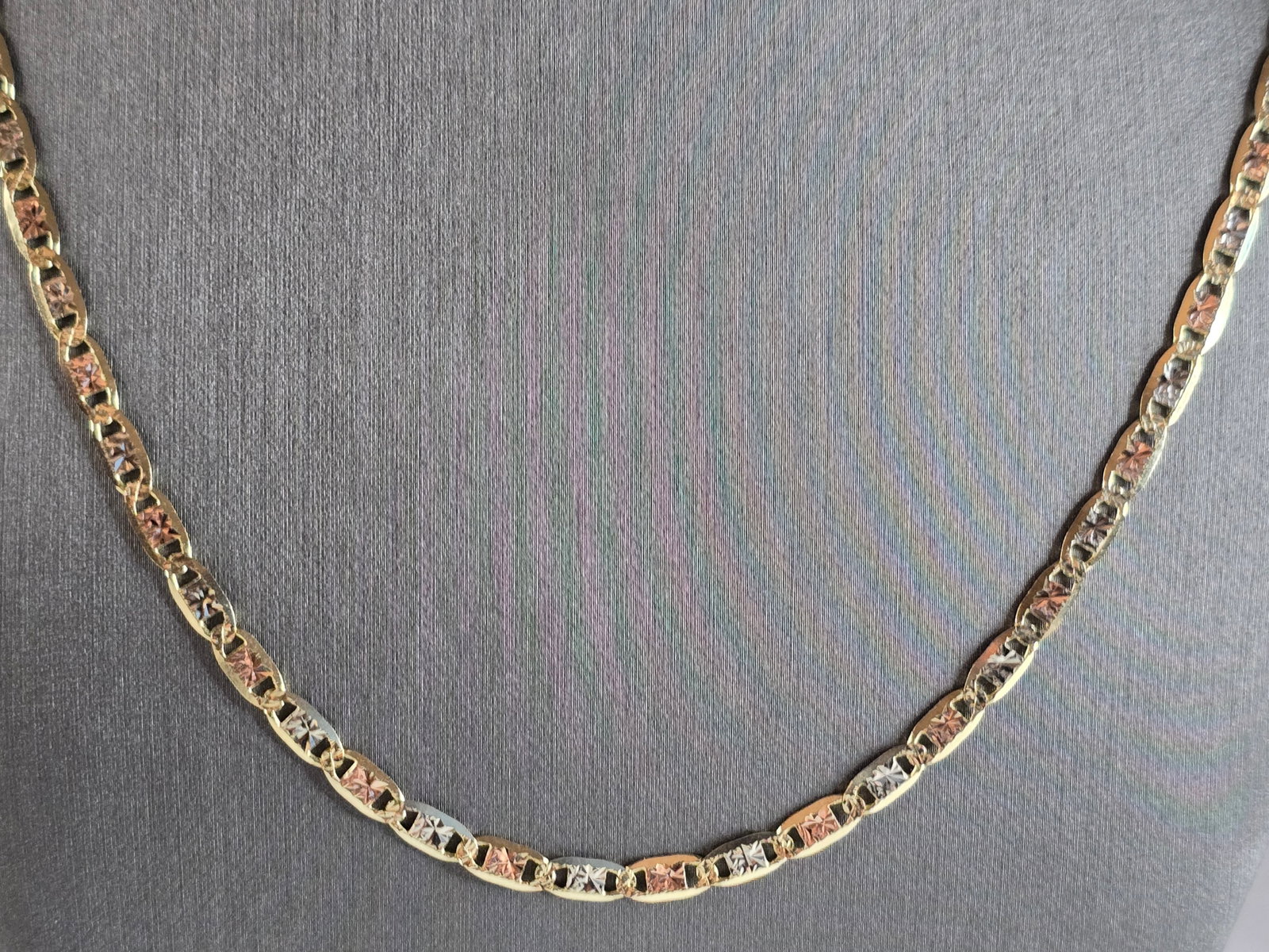 Womens Vintage Estate 14k Mixed Gold Chain Link Necklace (1 of 3)