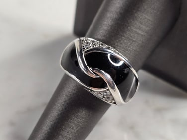 Womens Vintage Estate Sterling Silver Art Deco Style Ring