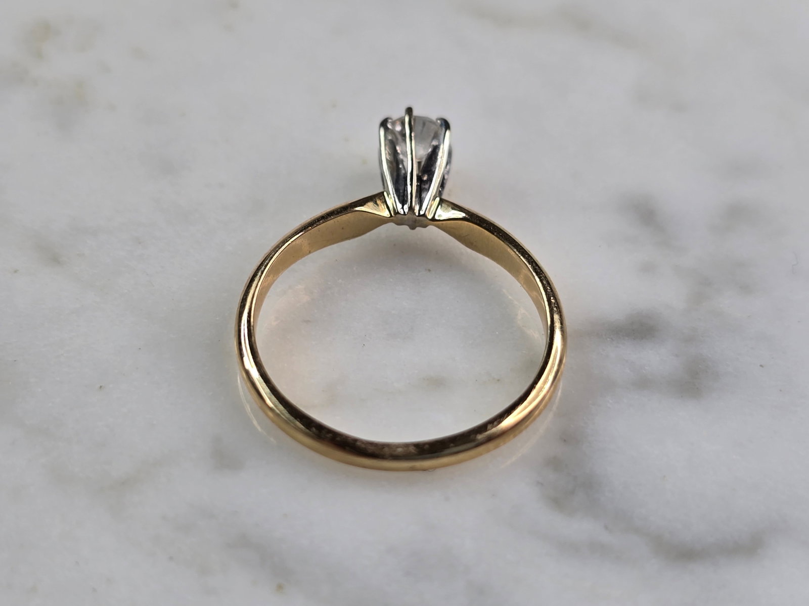 Womens 14K Gold Solitaire Diamond Engagement Ring - 3