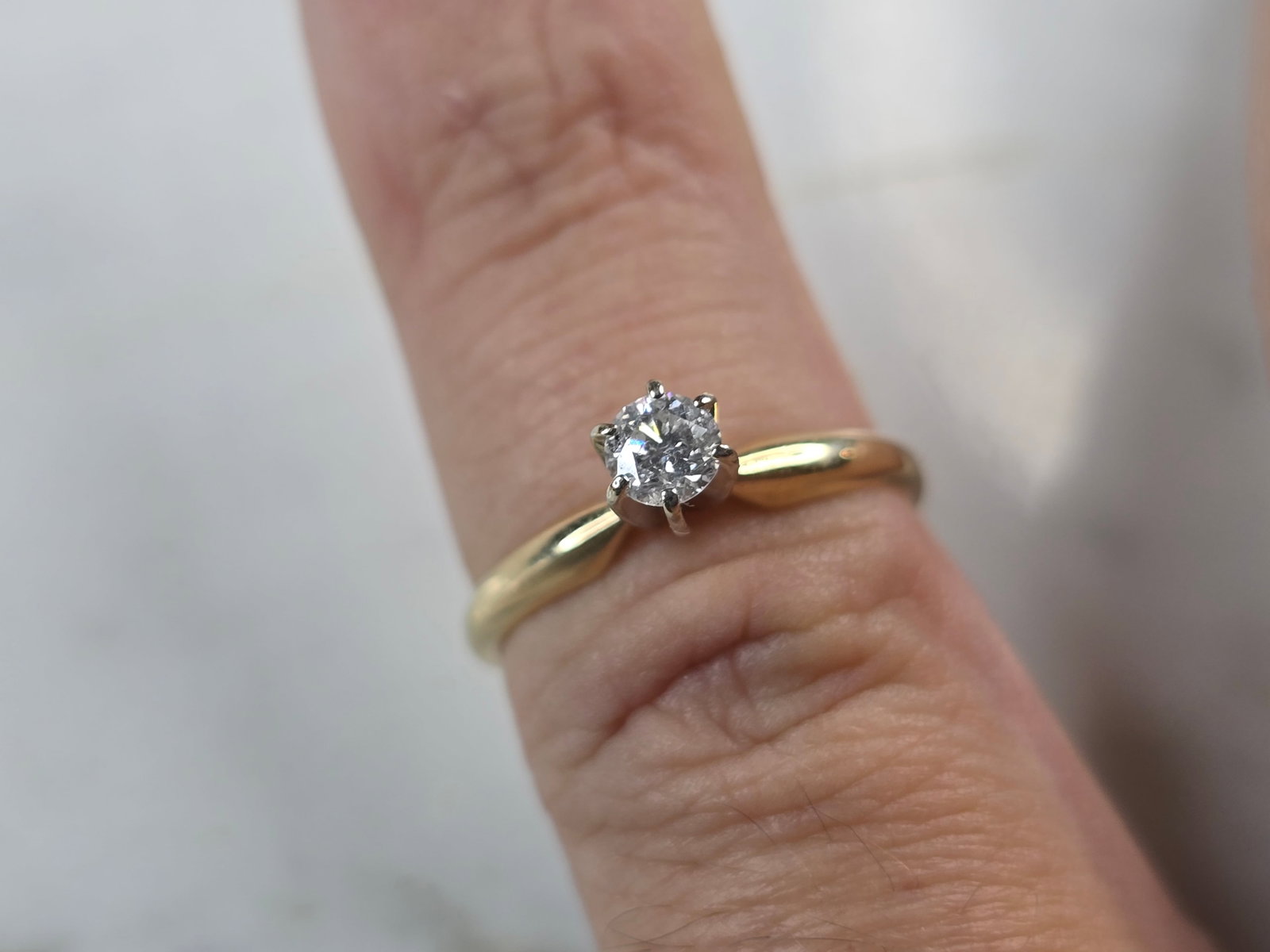 Womens 14K Gold Solitaire Diamond Engagement Ring - 5