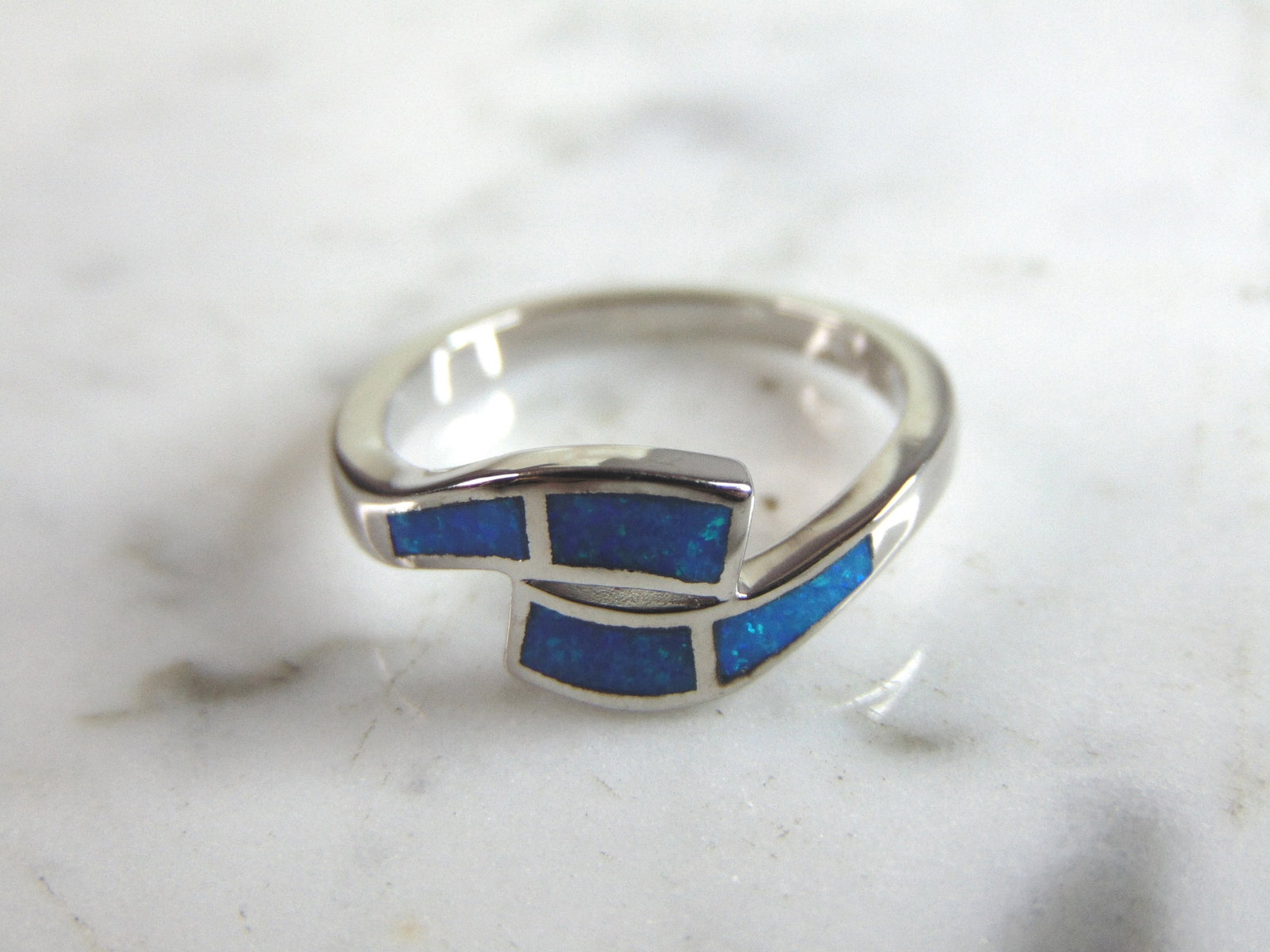 Womens Sterling Silver Modernist Opal Ring - 2