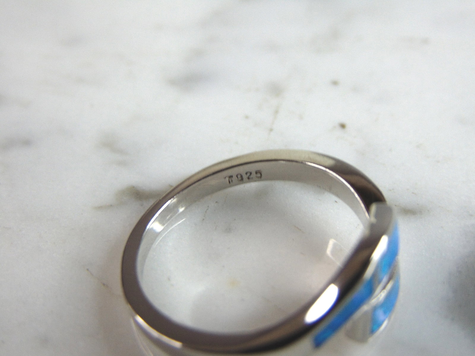 Womens Sterling Silver Modernist Opal Ring - 4