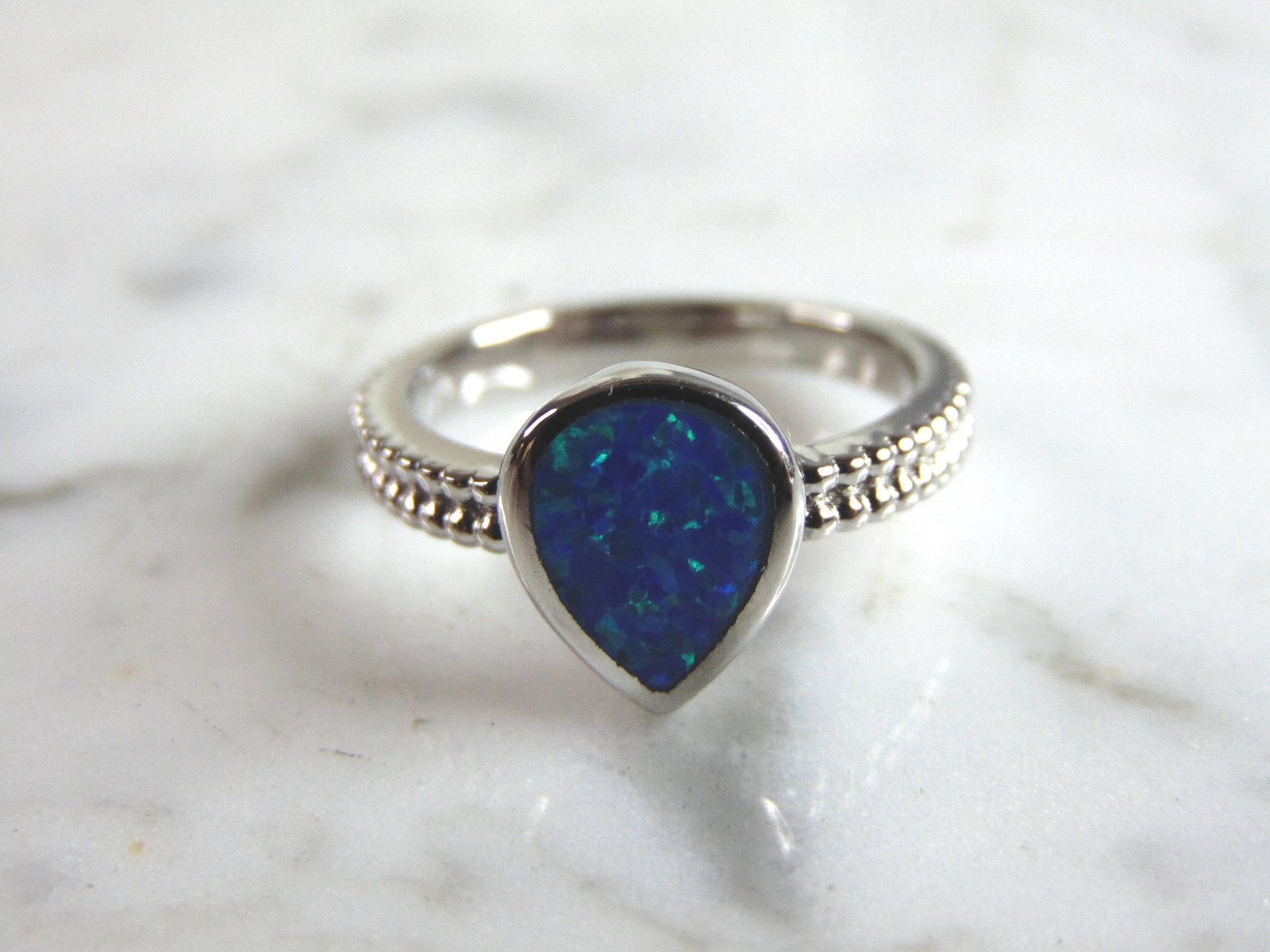 Womens Sterling Silver Modernist Opal Ring - 2