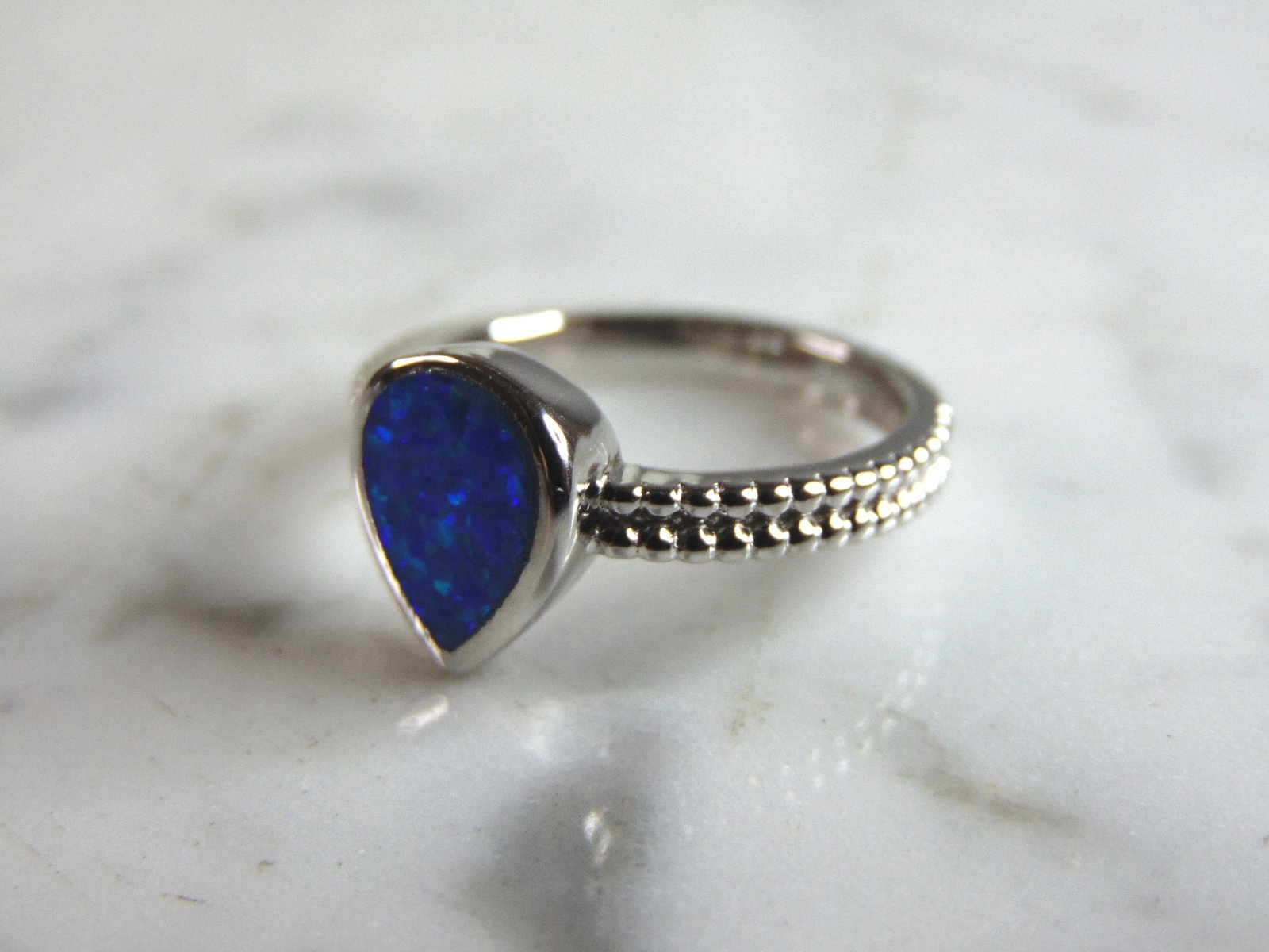 Womens Sterling Silver Modernist Opal Ring - 4