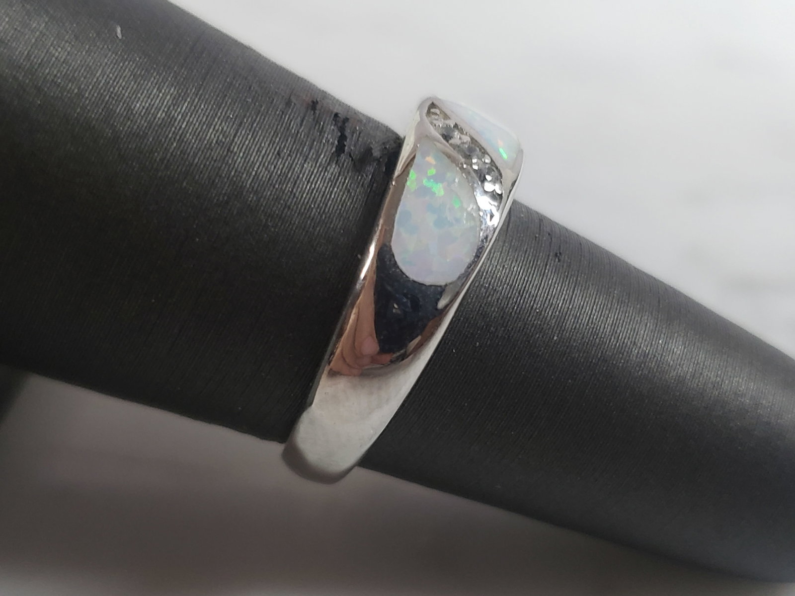 Womens Sterling Silver Modernist Opal Ring - 2
