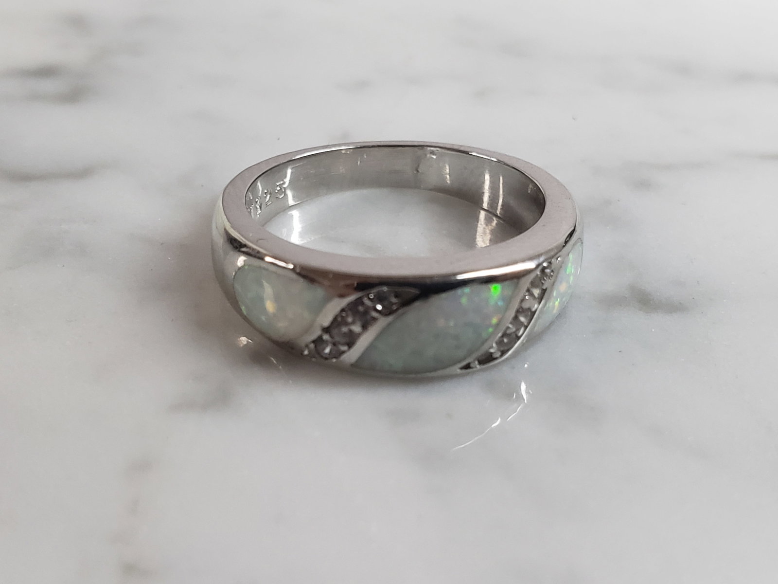 Womens Sterling Silver Modernist Opal Ring - 4