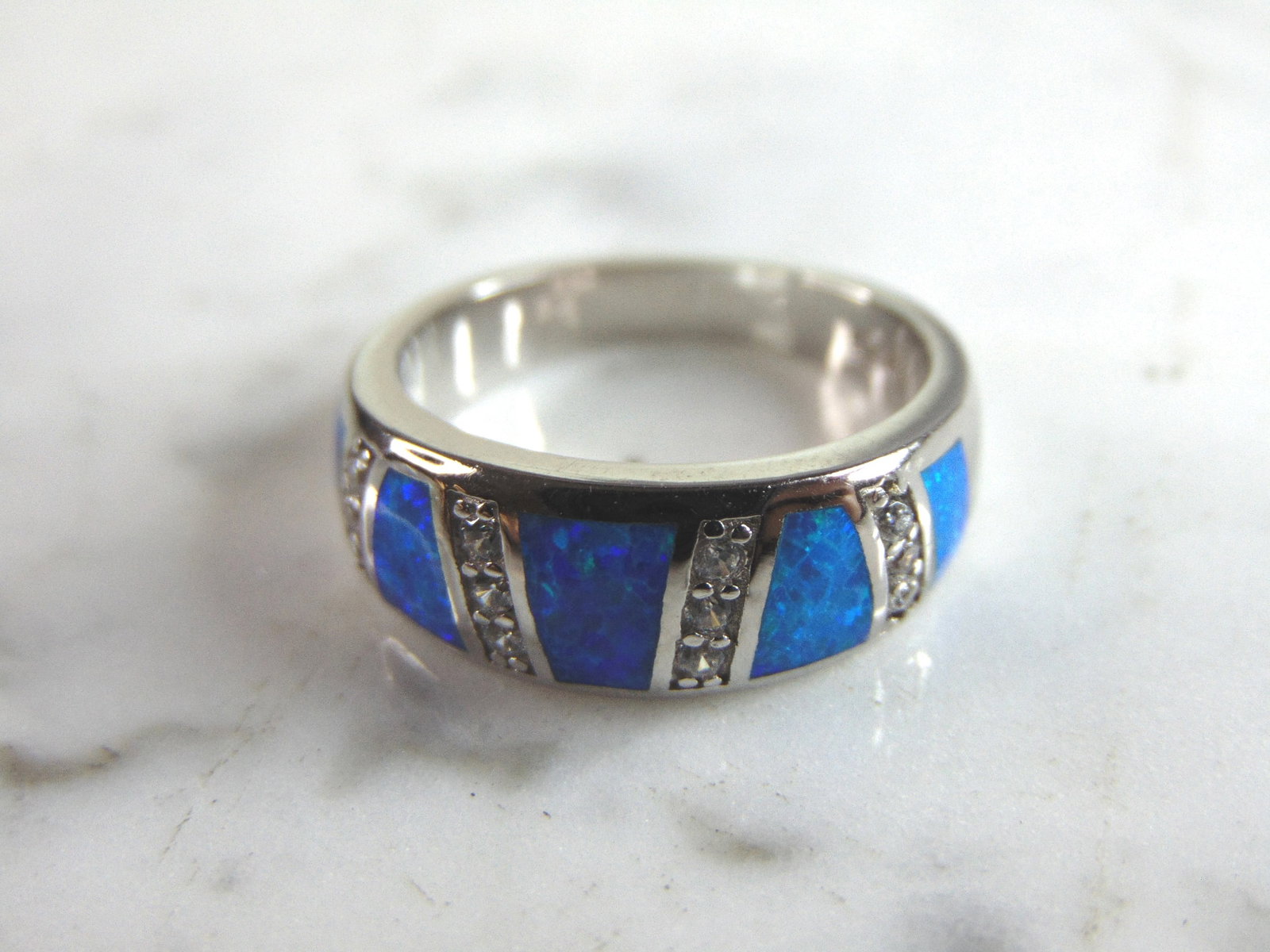 Womens Sterling Silver Modernist Opal Ring - 2