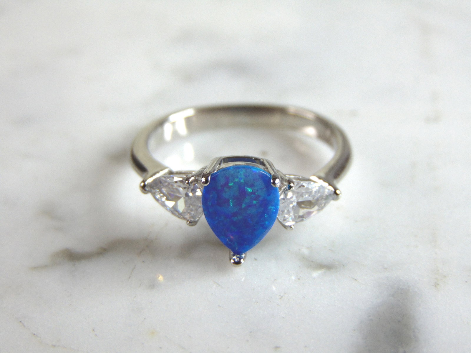 Womens Sterling Silver Modernist Opal Ring - 2