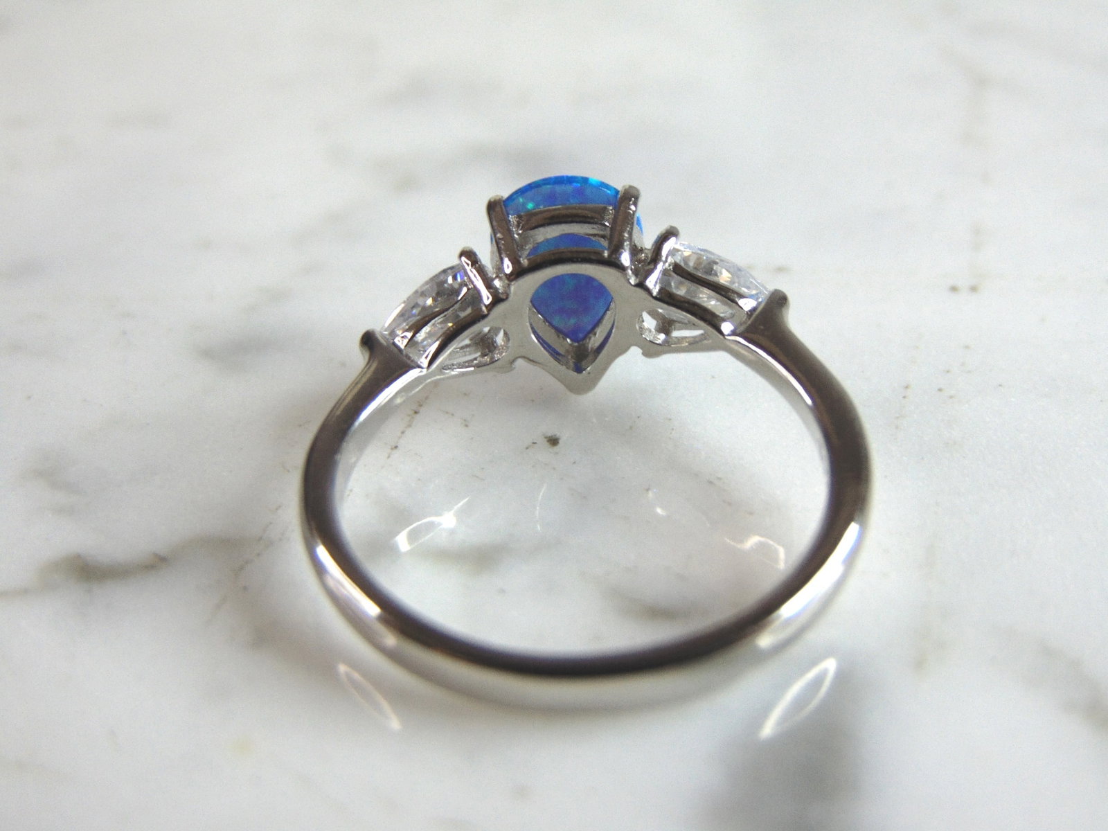 Womens Sterling Silver Modernist Opal Ring - 3