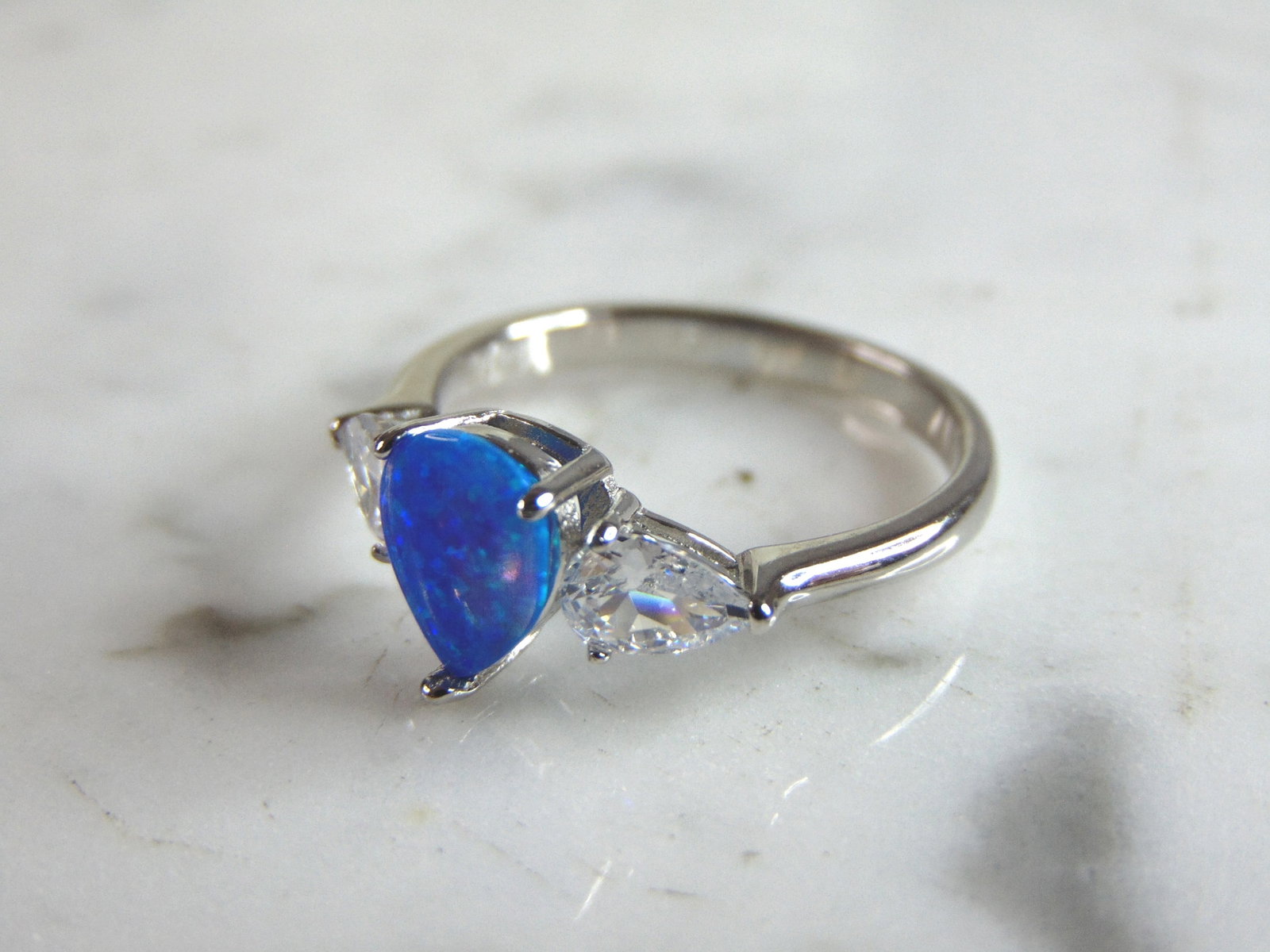 Womens Sterling Silver Modernist Opal Ring - 4