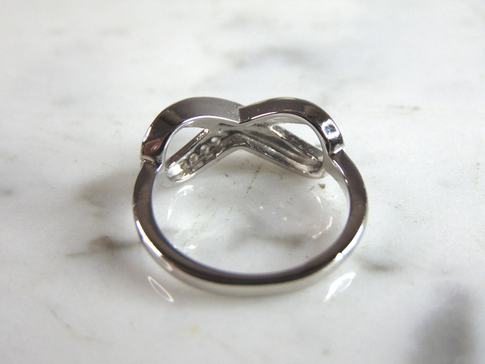 Womens Sterling Silver Modernist Infinity Opal Ring - 3