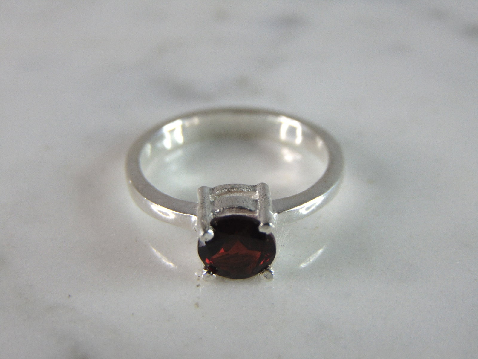 Womens Sterling Silver Ring w/ Garnet Colored Stone - 2