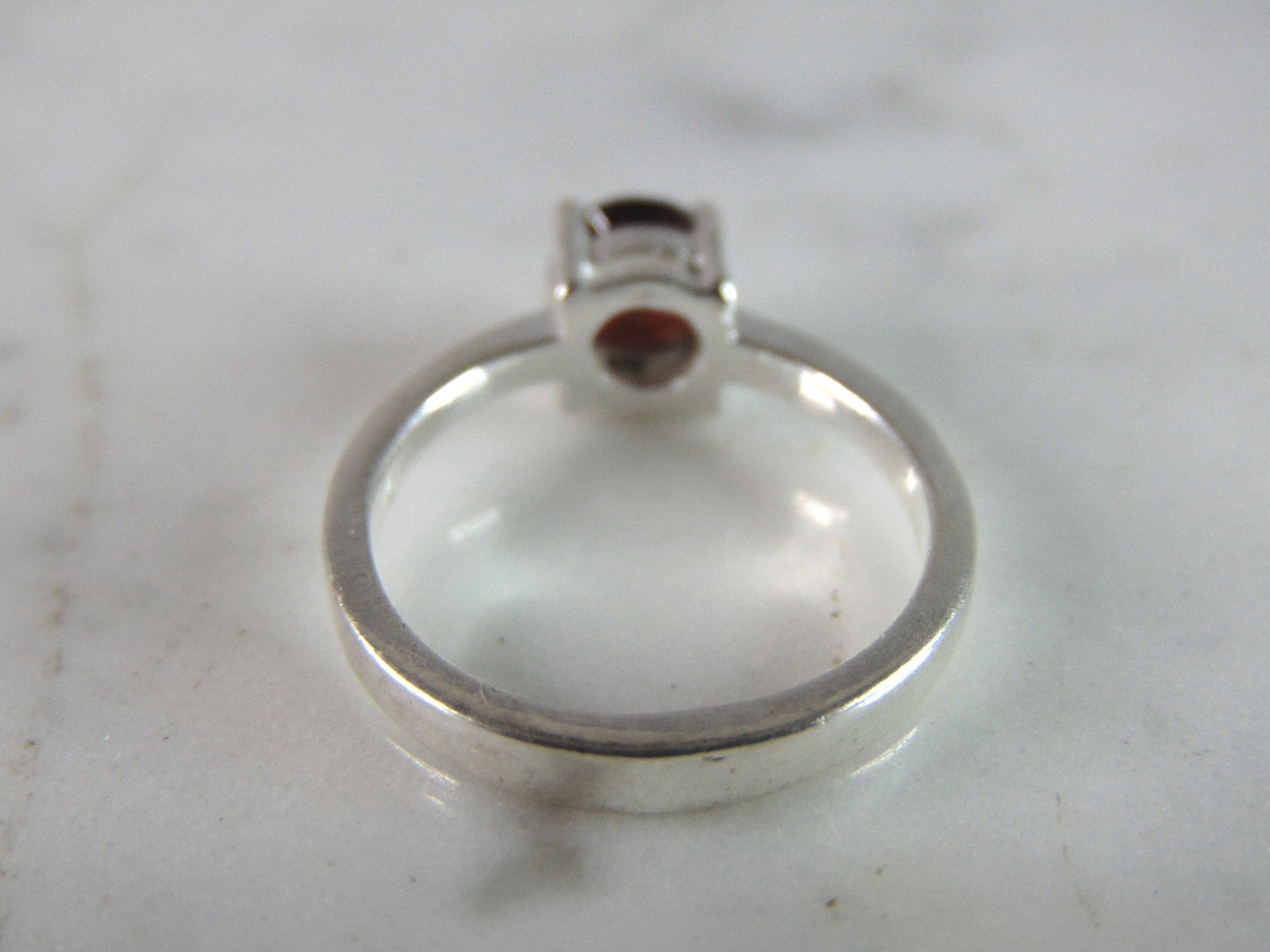 Womens Sterling Silver Ring w/ Garnet Colored Stone - 3