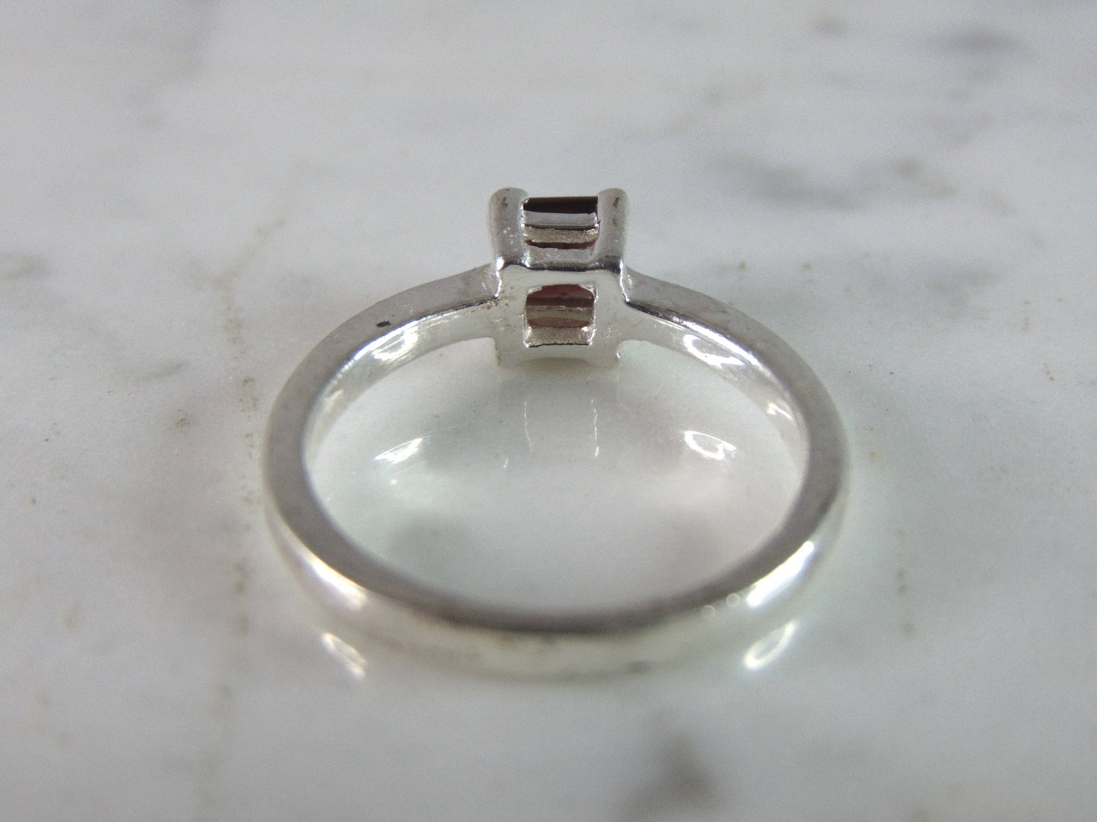 Womens Sterling Silver Ring w/ Garnet Colored Stone - 3