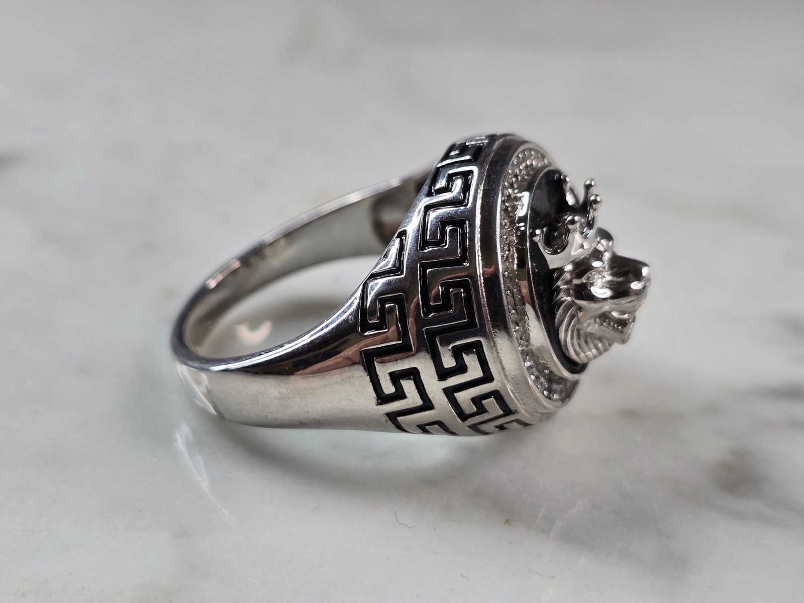 Mens Sterling Silver Lions Head Ring - 2