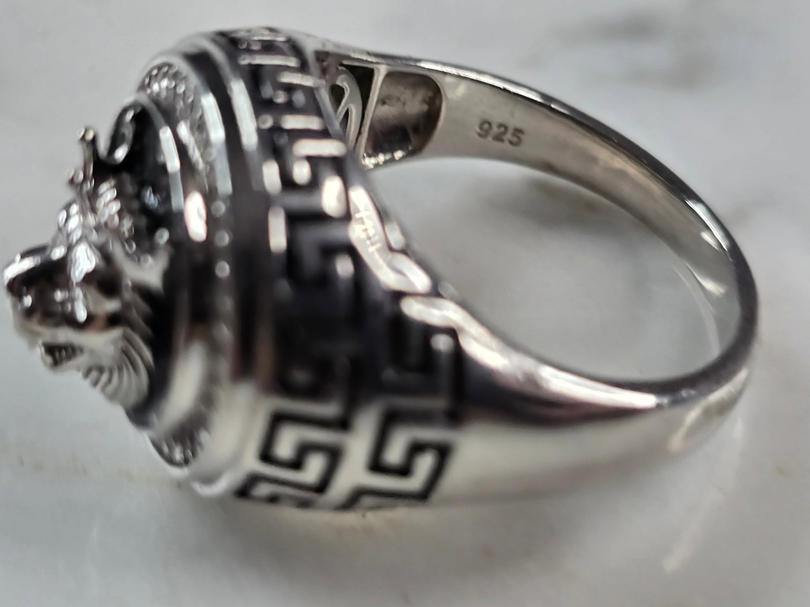 Mens Sterling Silver Lions Head Ring - 4