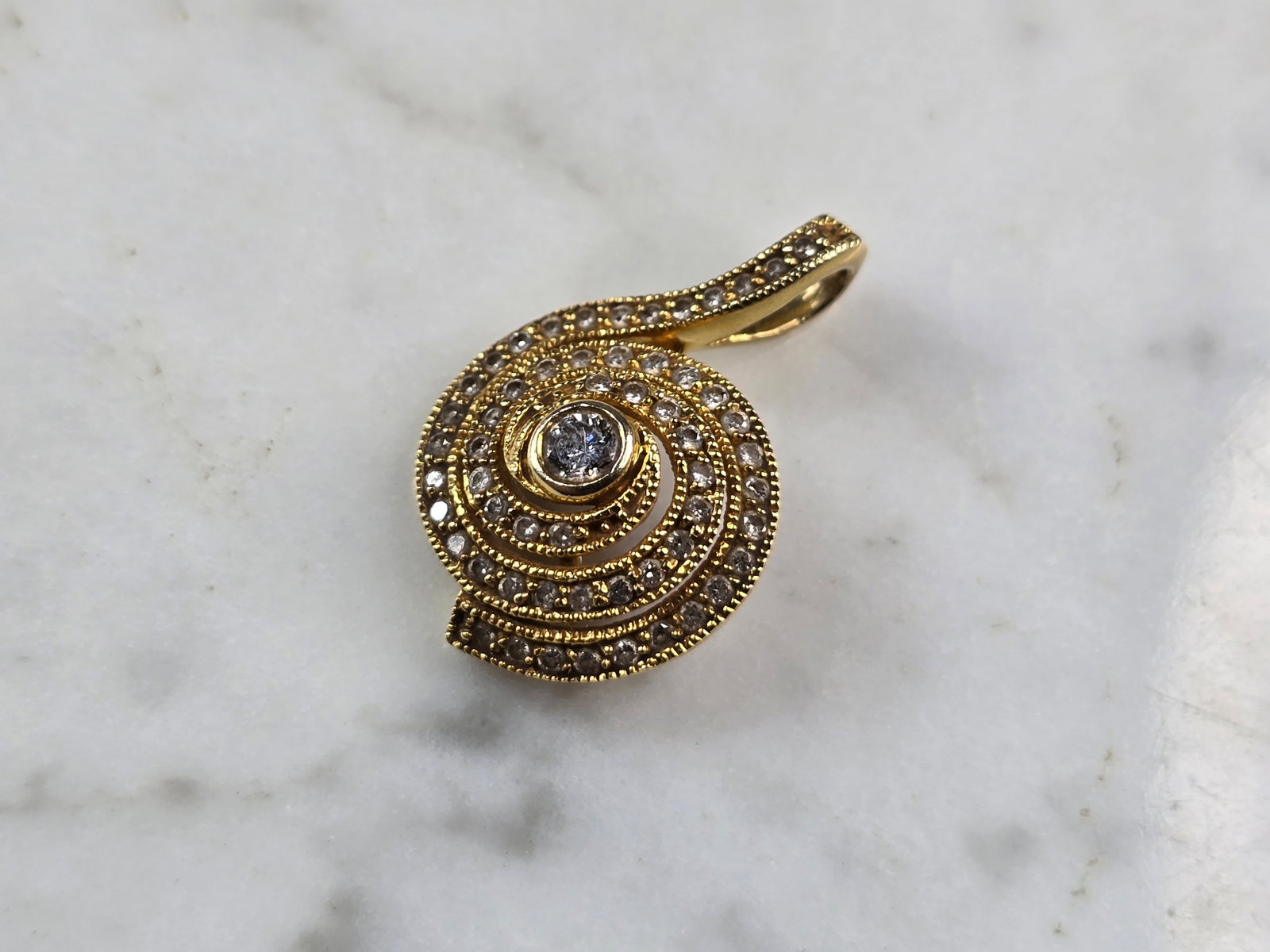 Womens Vintage Estate 14K Gold Modernist Diamond Pendant
