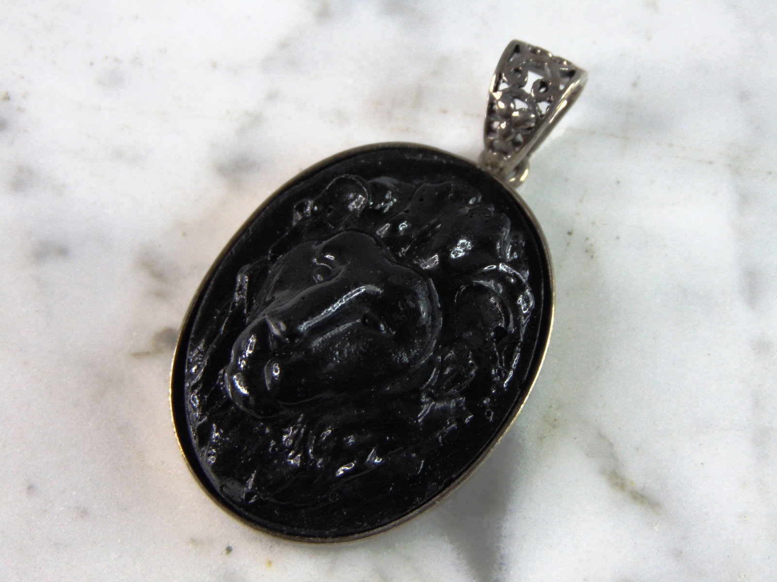Womens Vintage Estate Sterling Silver Lion Head Pendant (1 of 3)
