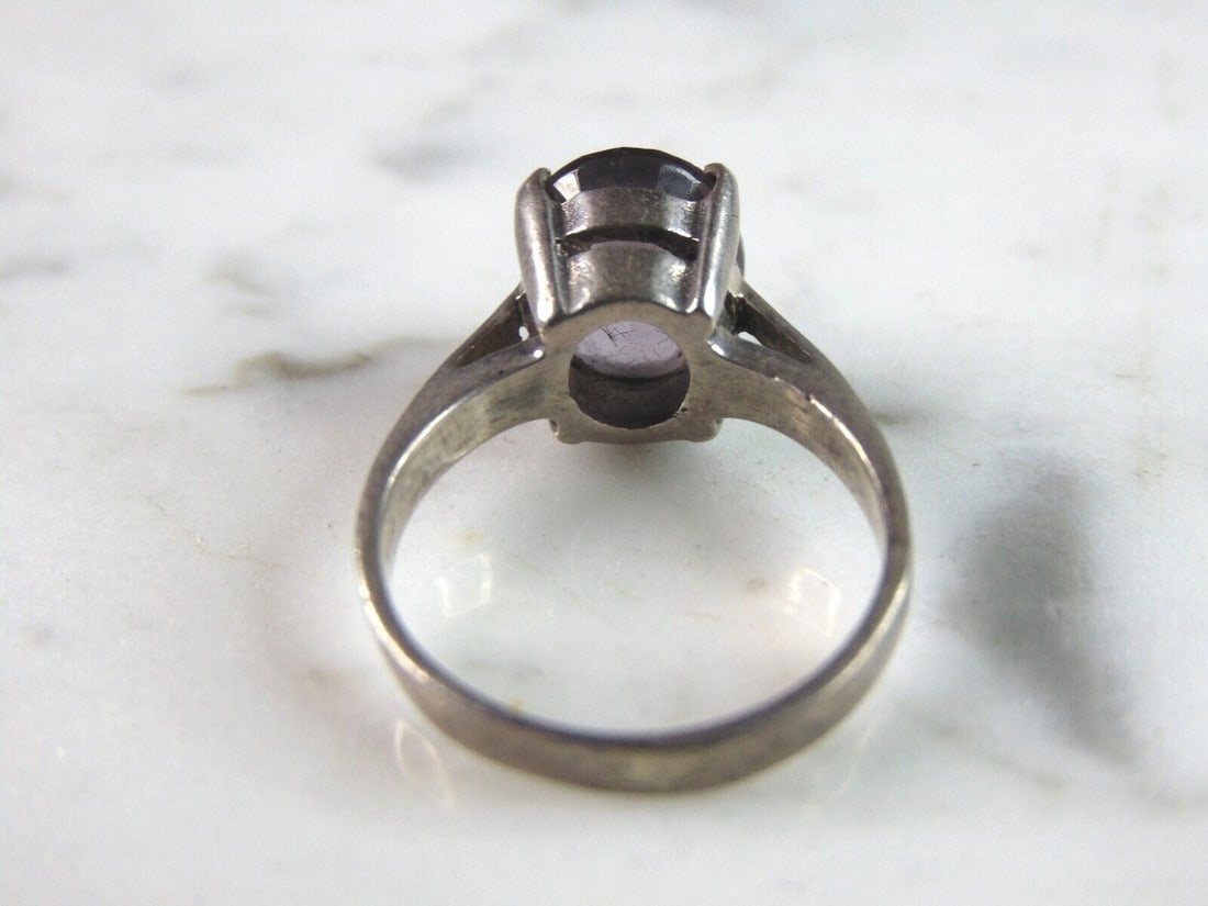 Womens Sterling Silver Modernist Amethyst Ring - 3