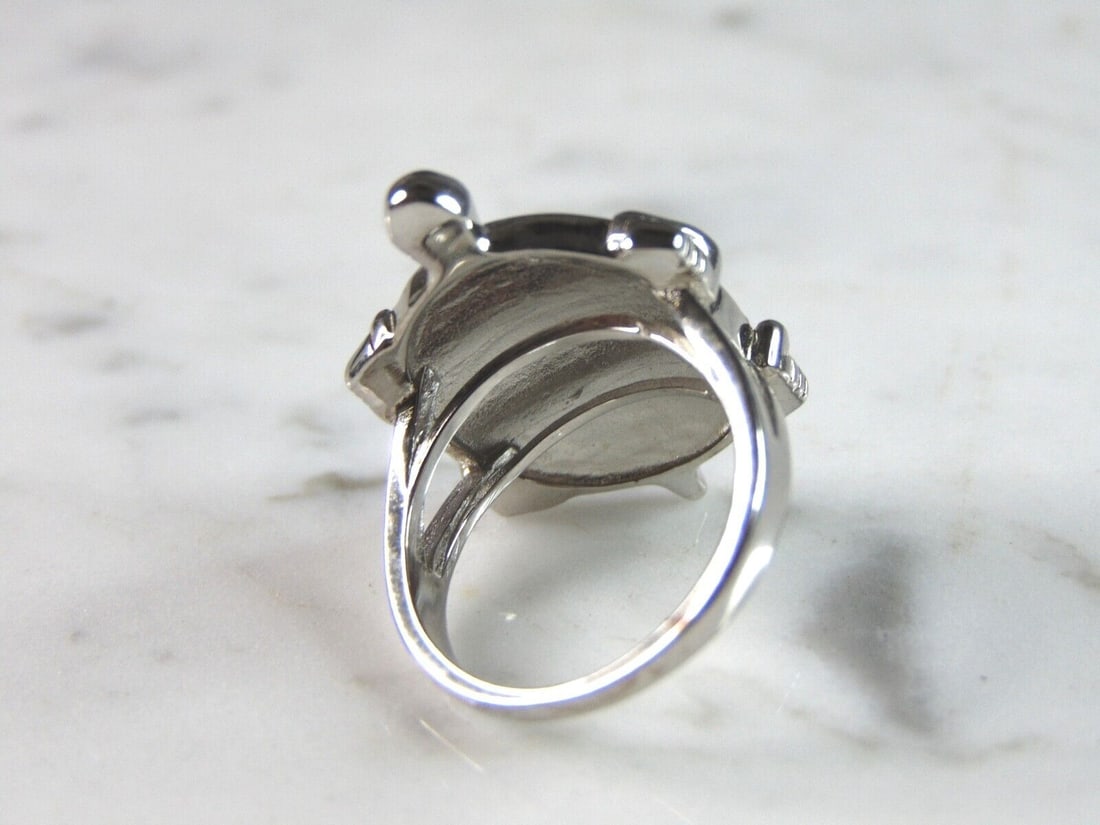 Womens Sterling Silver Modernist Opal Turtle Ring - 3