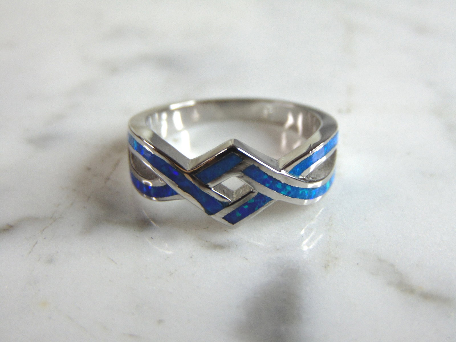 Womens Sterling Silver Modernist Opal Ring - 2