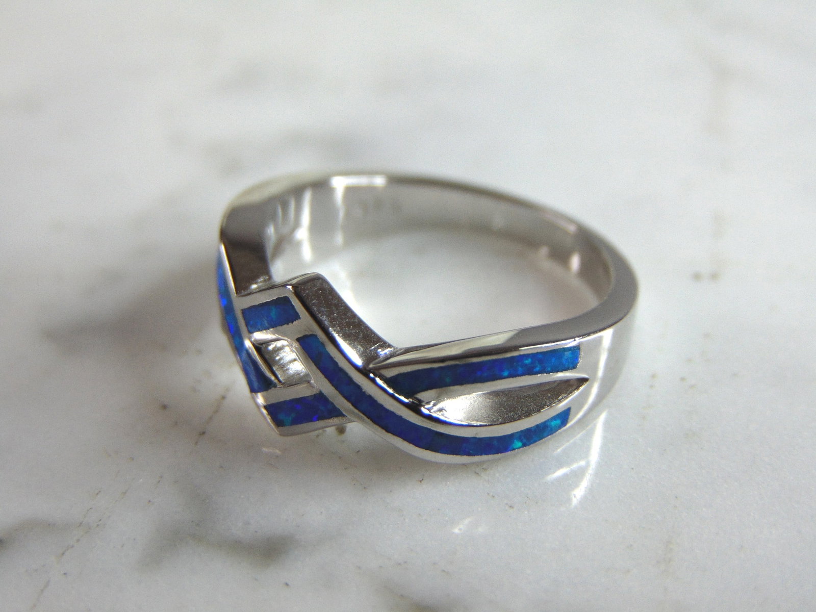 Womens Sterling Silver Modernist Opal Ring - 4