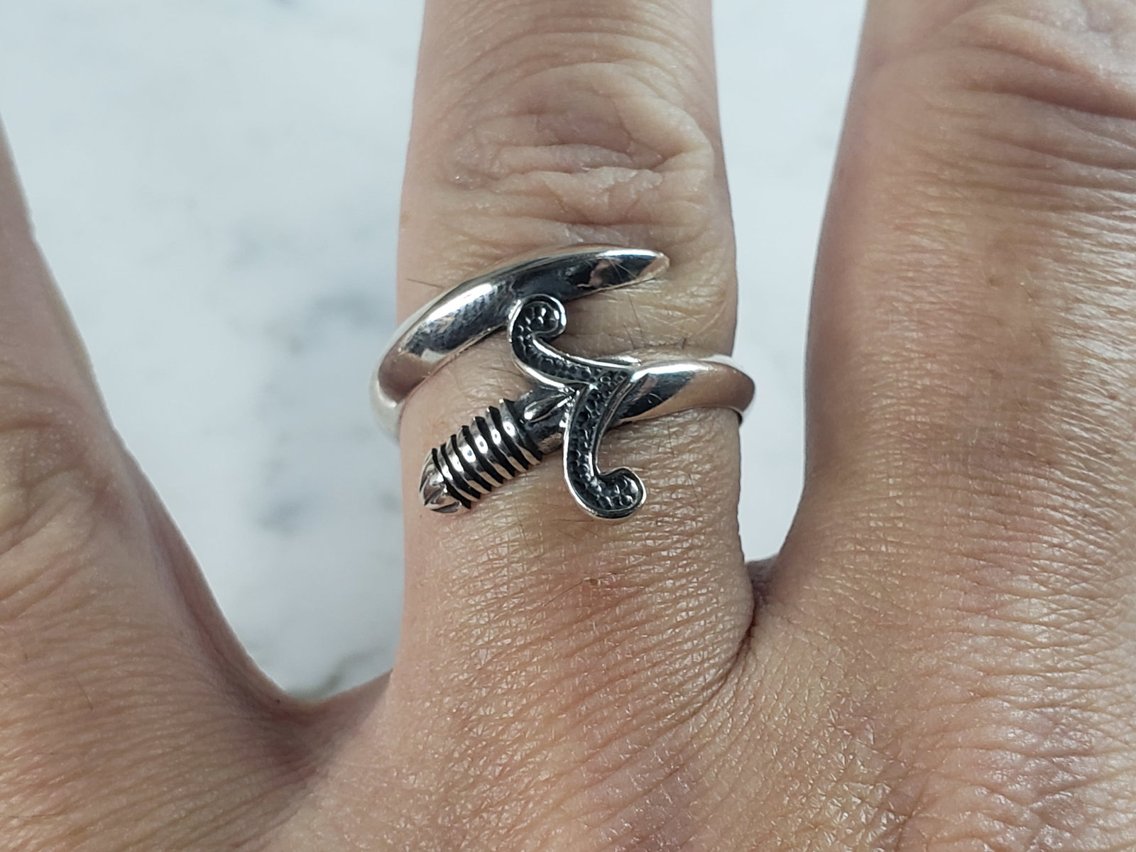 Mens Sterling Silver Arthurs Sword Ring - 5