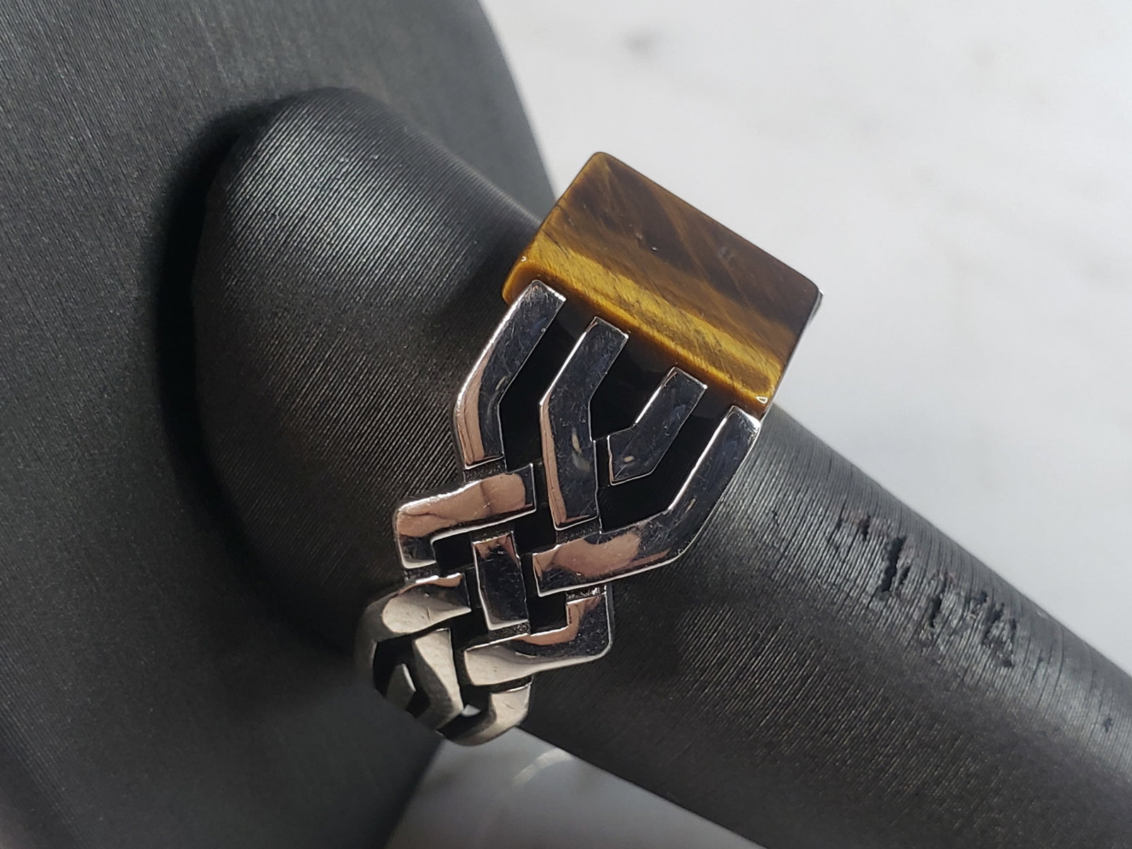 Mens Sterling Silver Tigers Eye Ring - 2