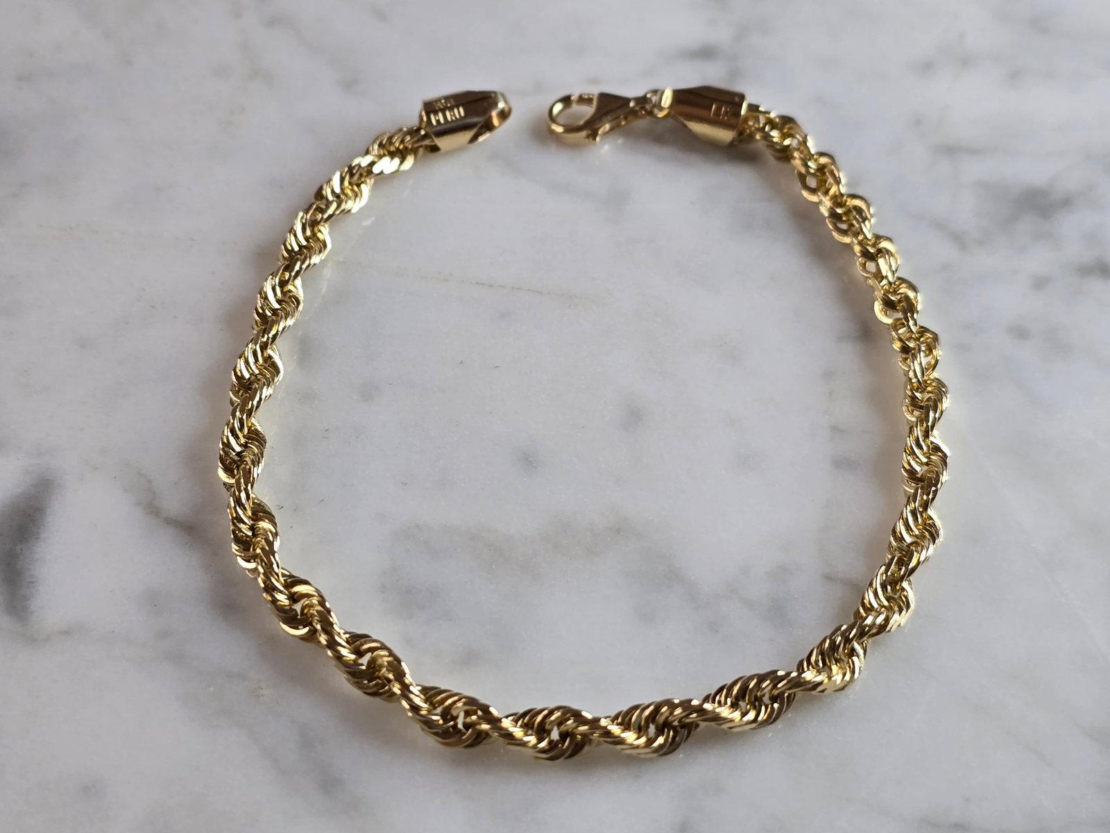 Mens Vintage Estate 14K Yellow Gold Rope Bracelet (1 of 3)