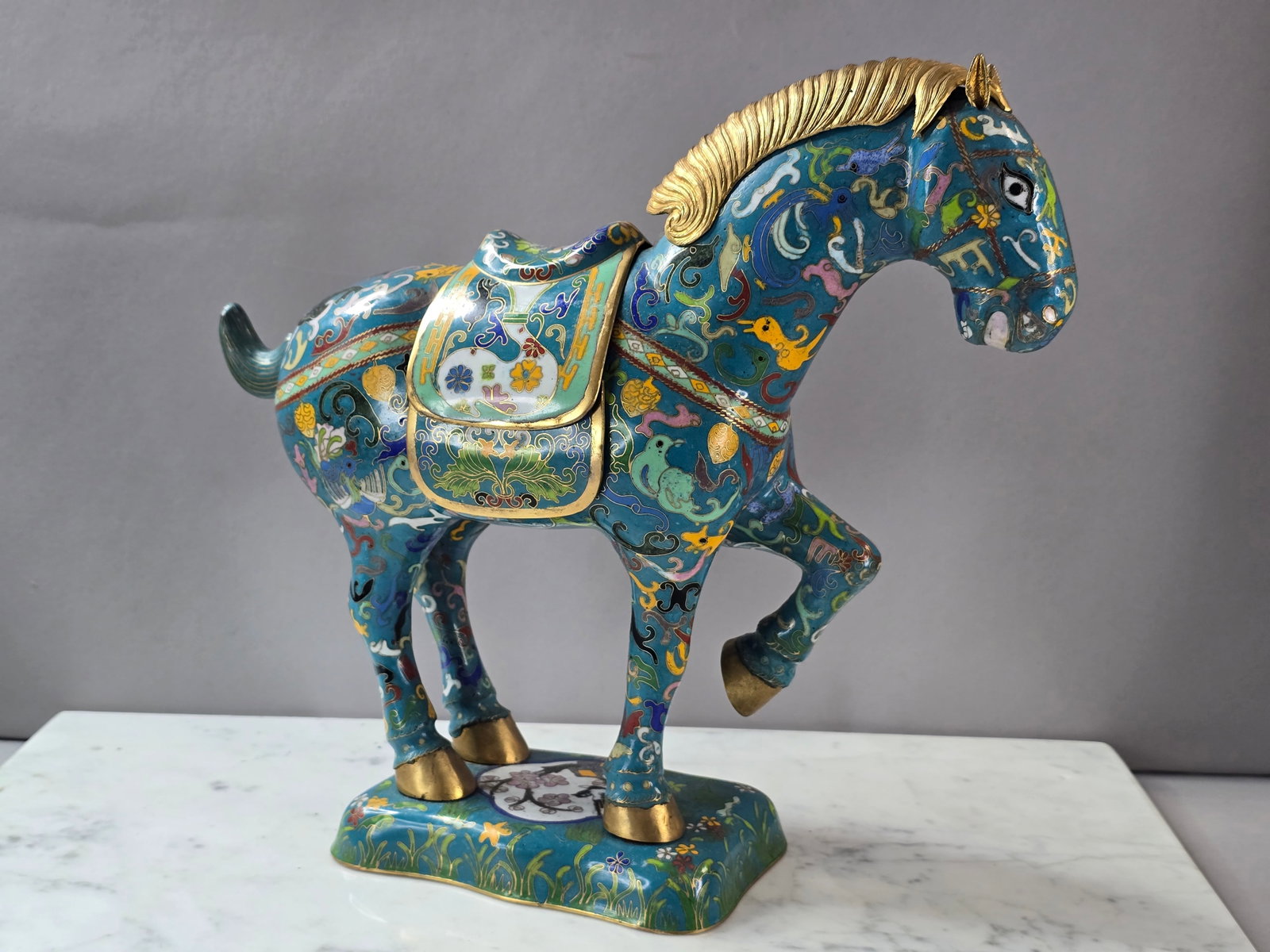 VINTAGE CHINESE CLOISONNE MING STYLE HORSE FIGURE STATUE (1 of 11)
