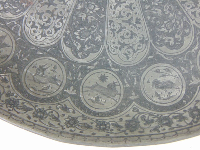Vintage Antique Decorative Middle Eastern Copper Tray - 4