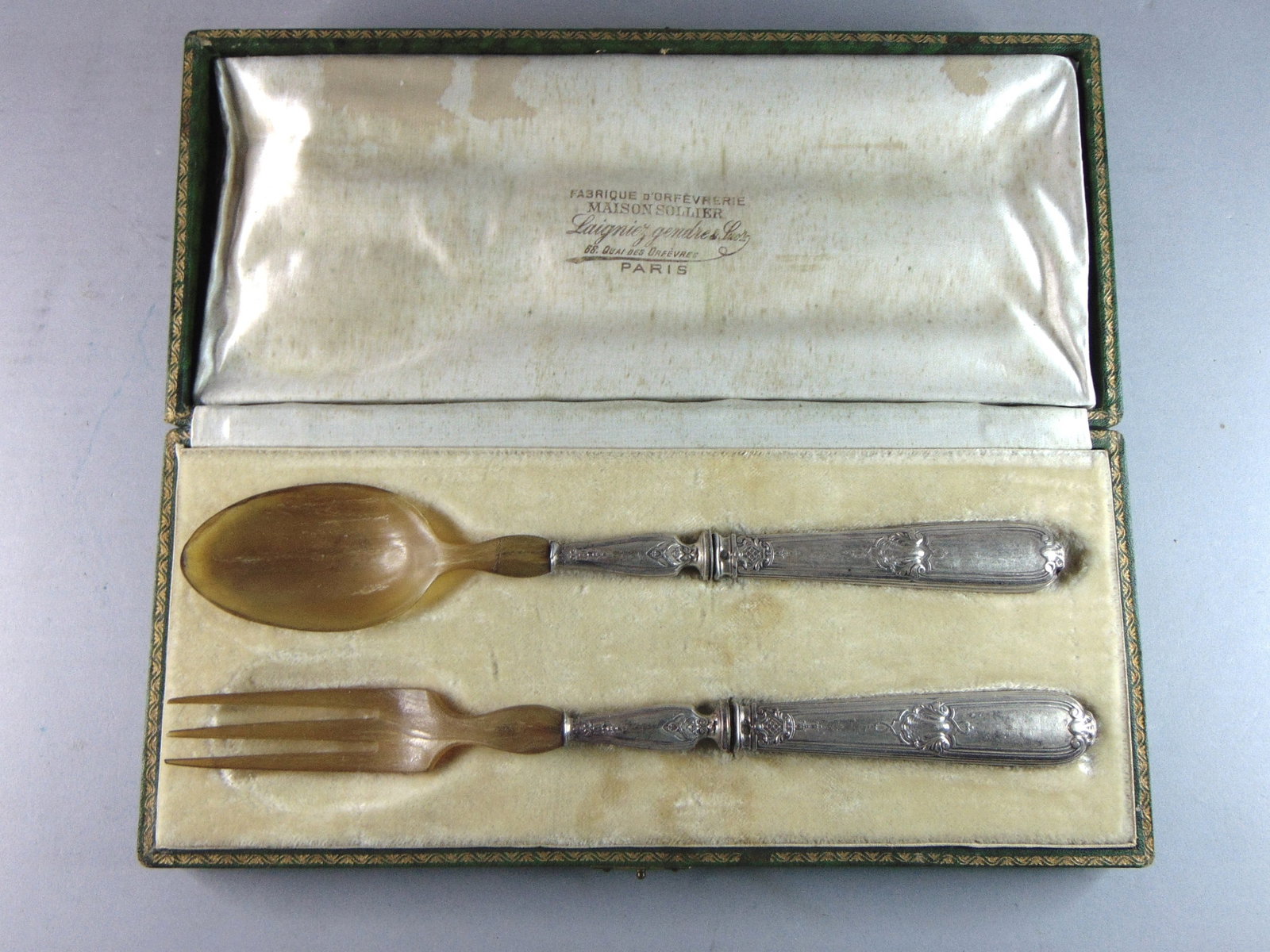Antique Large Serving Spoon & Fork Set (1 of 12)
