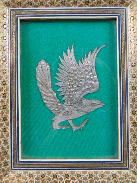 Etched Copper Eagle w/ Khatam Inlaid Frame - 2
