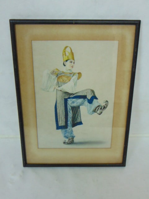 VINTAGE ANTIQUE CHINESE PRINT OF WOMAN DOING TAI CHI (1 of 3)