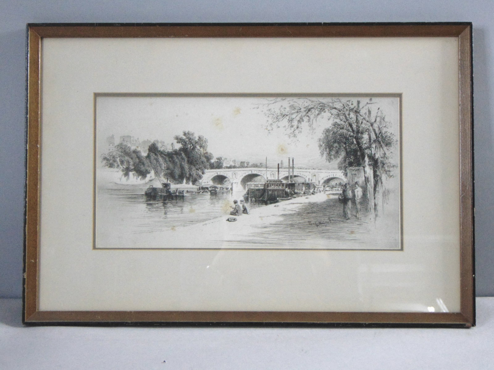 Vintage Artist Signed George Smillie Pont Marie Pairs Framed Art Print: FOR SALE IS THIS VINTAGE ARTIST SIGNED GEORGE SMILLIE PONT MARIE PAIRS FRAMED ART PRINT. ART IS SINGED AND DATED. THE FRAME MEASURES 17 1/2" BY 11 3/4". FRAME HAS SOME MINOR BLEMISHES AS SEEN IN THE P