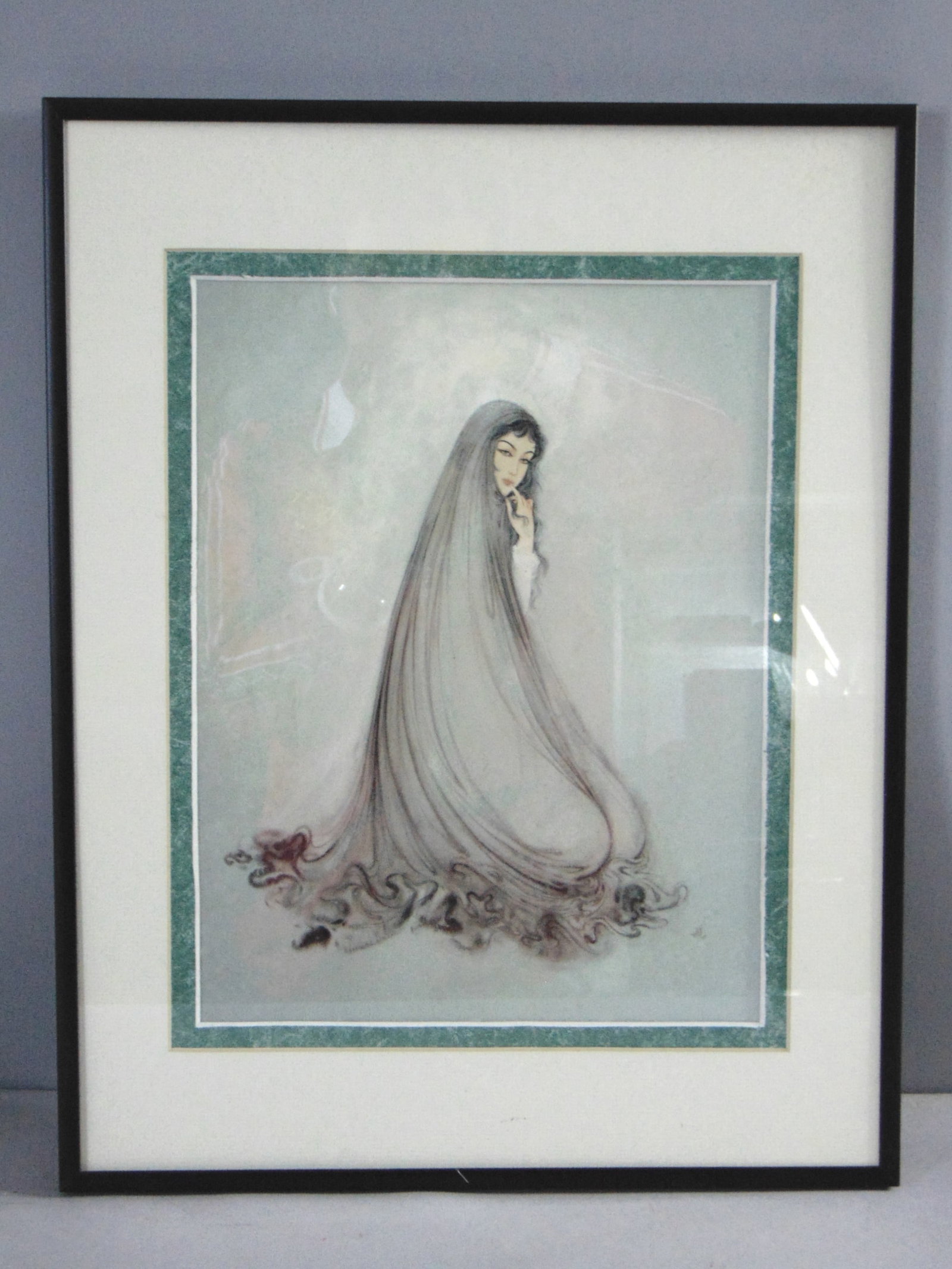 Vintage Estate Artist Signed Framed Arabic Portrait Art Print: FOR SALE IS THIS VINTAGE ESTATE ARTIST SIGNED FRAMED ARABIC PORTRAIT ART PRINT. THE FRAME MEASURES 14 1/2" BY 18 1/2". PIECE IS SIGNED BY ARTIST BUT WE'RE UNABLE TO MAKE OUT THE ARTIST NAME. FRAME HAS