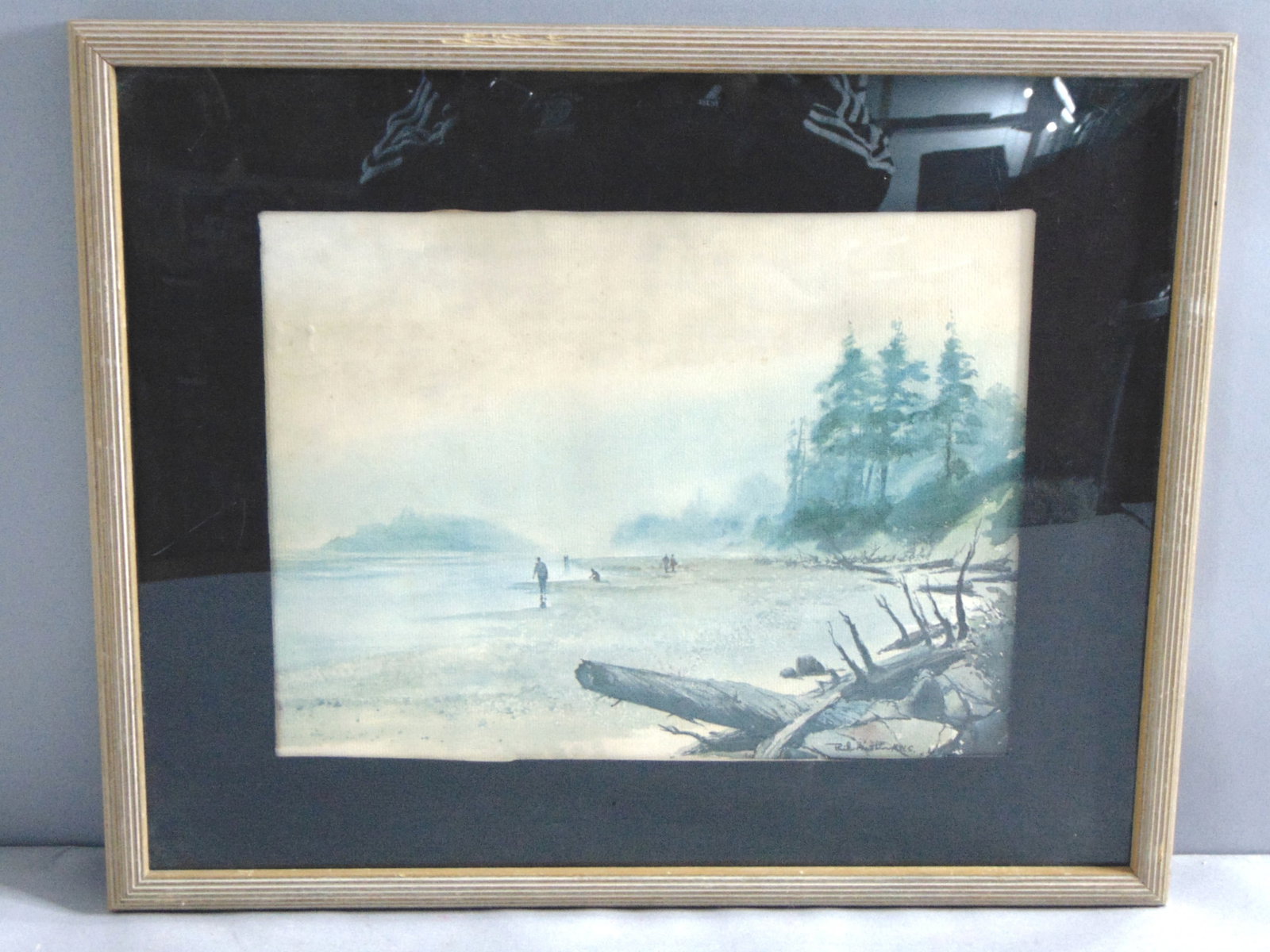 Vintage Estate Artist Signed & Framed Watercolor Landscape Art Print: FOR SALE IS THIS VINTAGE ESTATE ARTIST SIGNED & FRAMED WATERCOLOR LANDSCAPE ART PRINT. THE FRAME MEASURES 21 1/4" BY 17 1/4". PIECE IS SIGNED BY ARTIST, FIRST NAME LOOKS LIKE PHIL BUT UNABLE TO MAKE O